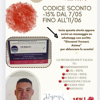 Elezioni Sanremo: offre il 15% di sconto in cambio di un messaggio o una 'storia', candidato escluso da 'Anima' Elezioni Sanremo: offre il 15% di sconto in cambio di un messaggio o una 'storia', candidato escluso da 'Anima'