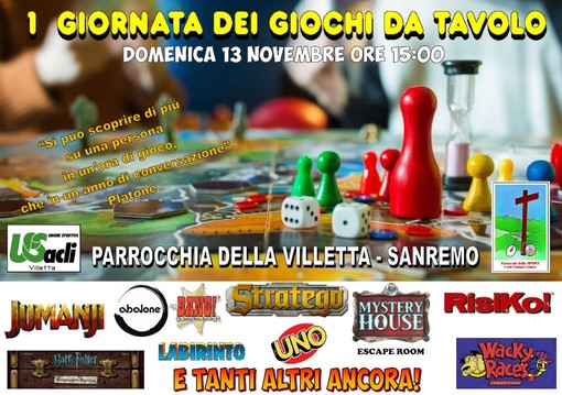 Sanremo: domenica alla parrocchia della Villetta la prima giornata dei giochi da tavolo Sanremo: domenica alla parrocchia della Villetta la prima giornata dei giochi da tavolo