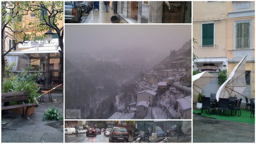 Nelle foto la neve a Monesi ed i primi danni segnalati a Sanremo Nelle foto la neve a Monesi ed i primi danni segnalati a Sanremo
