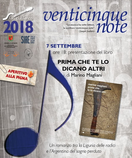 Sanremo: ‘VenticinqueNote - Aperitivo al Tenco’, venerdì la presentazione del libro ‘Prima che te lo dicano altri’