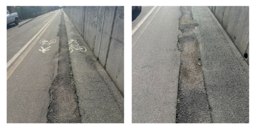 Via 1° Maggio e via Dante Alighieri, 'SìAmo Camporosso': "Pista ciclabile e strada dissestate, viti sporgenti e buche sono un pericolo" (Foto)