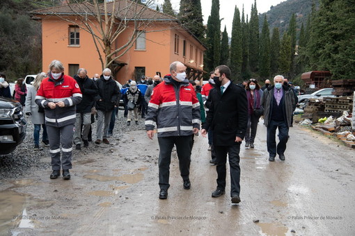 Visita del Principe Alberto di Monaco a Breil sur Roya: il sostegno e la solidarietà alle popolazioni (Foto)
