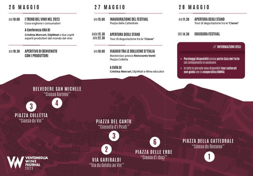 A fine maggio torna il 'Ventimiglia Wine Festival': l'appuntamento nelle vie e piazze del centro storico A fine maggio torna il 'Ventimiglia Wine Festival': l'appuntamento nelle vie e piazze del centro storico