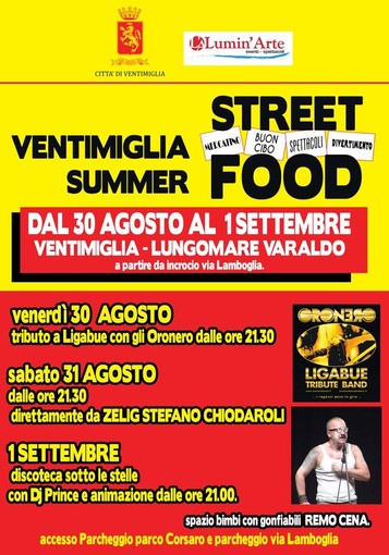 Ventimiglia: da oggi a domenica in città c'è il primo Summer Street Food, tre giorni di cibo ed eventi Ventimiglia: da oggi a domenica in città c'è il primo Summer Street Food, tre giorni di cibo ed eventi