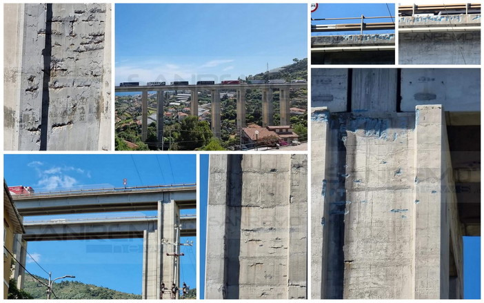 Sanremo: degrado del cemento e del ferro sul viadotto San Pietro della A10, il timore dei residenti (Foto)