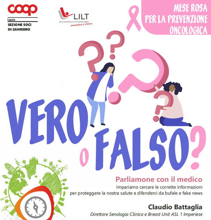 “Vero o Falso?  - parliamone con il medico”: doppio appuntamento a Sanremo ed Imperia organizzato dalla Lilt provinciale, si parte oggi