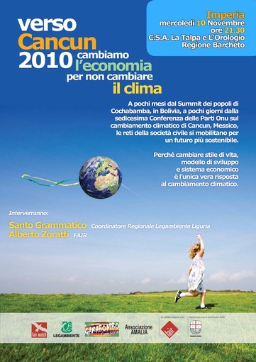 Imperia: 'Cancun meno trenta. Conto alla rovescia per il clima', iniziativa al CSA La Talpa Imperia: 'Cancun meno trenta. Conto alla rovescia per il clima', iniziativa al CSA La Talpa