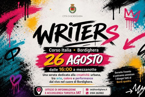 Bordighera, serata dedicata alla street art: corso Italia ospita “Writers” Bordighera, serata dedicata alla street art: corso Italia ospita “Writers”