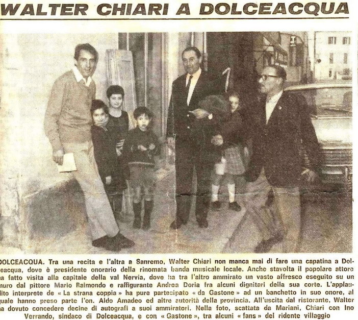 Dolceacqua ricorda il cittadino onorario Walter Chiari nel trentesimo anniversario della sua morte