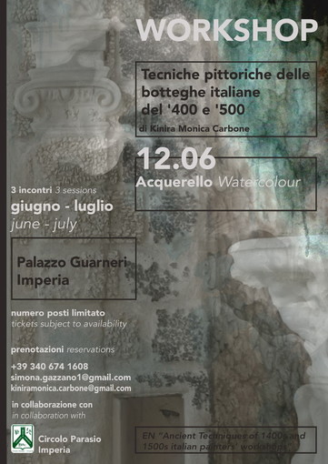 Imperia: al Circolo Parasio prosegue il workshop di pittura rinascimentale con l'artista Kinira Monica Carbone