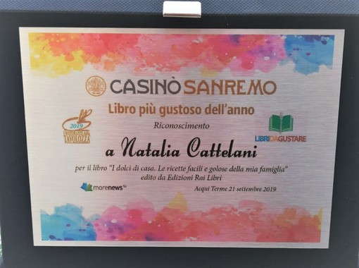Acqui Terme (AL): A Natalia Cattelani il premio “Libro più Gustoso dell’anno” per il libro “I dolci di casa”