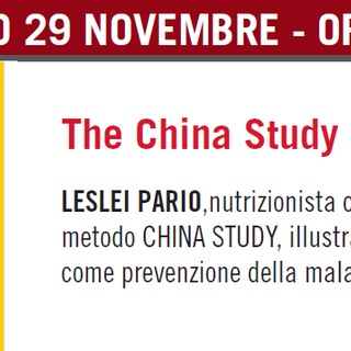 Imperia: sabato prossimo alla Libreria Mondadori l'incontro gratuito 'The China Study' Imperia: sabato prossimo alla Libreria Mondadori l'incontro gratuito 'The China Study'