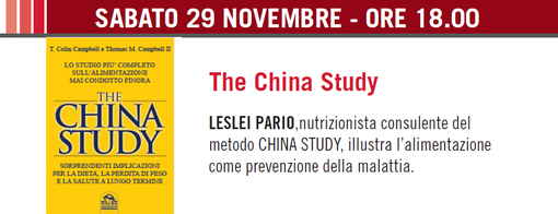 Imperia: sabato prossimo alla Libreria Mondadori l'incontro gratuito 'The China Study' Imperia: sabato prossimo alla Libreria Mondadori l'incontro gratuito 'The China Study'