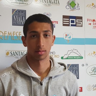 Youssek Sadek, giovane centrocampista della Sanremese, durante lo Spazio Interviste