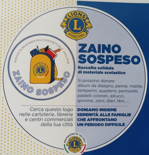 Sanremo: grazie al Lions Club Sanremo Matutia lanciata l'iniziativa 'Zaino sospeso' Sanremo: grazie al Lions Club Sanremo Matutia lanciata l'iniziativa 'Zaino sospeso'
