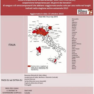 Zanzare positive al West Nile Virus nel nord Italia: stop alla donazione di sangue anche in provincia di Imperia