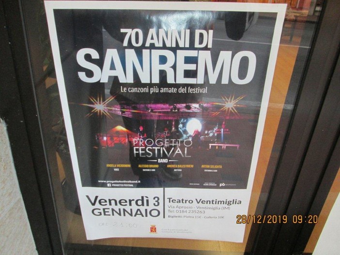 Ventimiglia: il 3 gennaio, spettacolo 'Aria di Festival' al teatro Comunale