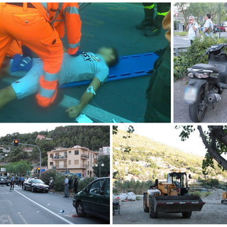 Camporosso: grave incidente sulla strada provinciale, due giovani in scooter si schiantano contro una ruspa