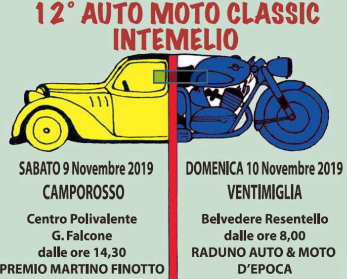 Il 9 e 10 novembrem appuntamento con il 12° Auto Moto Classic Intemelio e con il 6° 'Premio Martino Finotto'