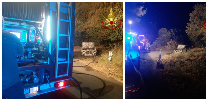 Camporosso, auto parcheggiata prende fuoco in Strada degli Olandesi (foto)