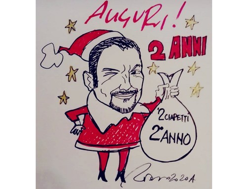 La vignetta che celebra l'inizio del 2° anno di '2 ciapetti con Federico' La vignetta che celebra l'inizio del 2° anno di '2 ciapetti con Federico'