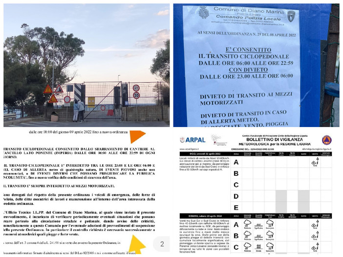 Diano Marina, Incompiuta chiusa: utenti costretti a rientrare dal Berta. Il sindaco Za Garibaldi: “L’ordinanza lo prevede in caso di maltempo”