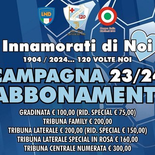'Innamorati di Noi… 120 volte No', la Sanremese Calcio lancia la campagna abbonamenti per la nuova stagione 23/24 'Innamorati di Noi… 120 volte No', la Sanremese Calcio lancia la campagna abbonamenti per la nuova stagione 23/24