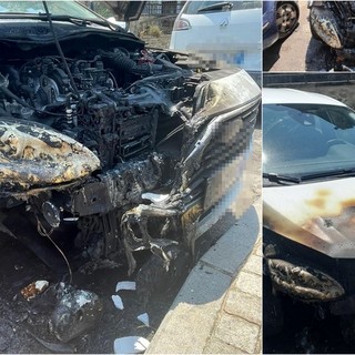 Vallecrosia, auto parcheggiata distrutta dalle fiamme (Foto)