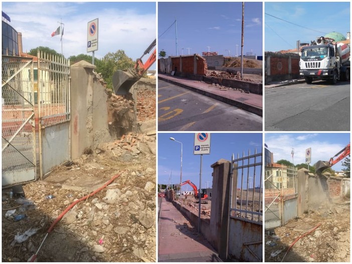 Imperia: iniziati i lavori per l'abbattimento del muro di calata Anselmi. Sul posto gli assessori D'Agostino e Gandolfo (foto e video) Imperia: iniziati i lavori per l'abbattimento del muro di calata Anselmi. Sul posto gli assessori D'Agostino e Gandolfo (foto e video)