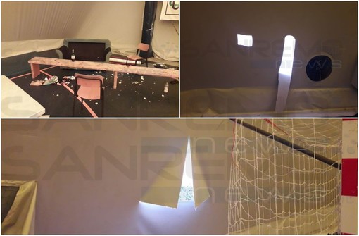Ventimiglia: atto vandalico nella notte al PalaBiancheri, tendone divelto, bivacchi e danni alla pavimentazione Ventimiglia: atto vandalico nella notte al PalaBiancheri, tendone divelto, bivacchi e danni alla pavimentazione