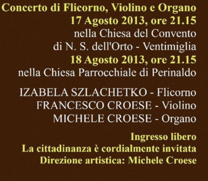 Ultimi appuntamenti per la nona edizione di 'Agati in Concerto' a Ventimiglia e Perinaldo