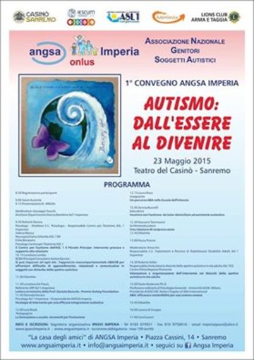 Sanremo: sabato prossimo, convegno ‘Autismo: dall'essere al divenire’ dell'ANGSA Imperia