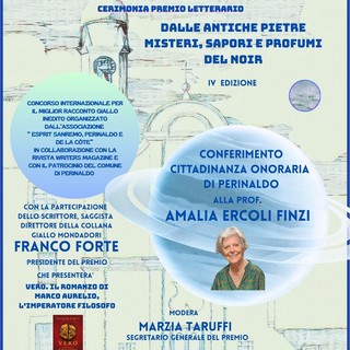 Perinaldo, l'11 settembre il premio "Dalle antiche pietre" e la cittadinanza onoraria ad Amalia Ercoli Finzi Perinaldo, l'11 settembre il premio "Dalle antiche pietre" e la cittadinanza onoraria ad Amalia Ercoli Finzi