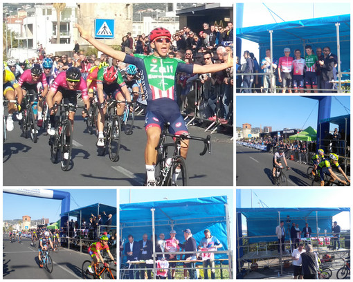 Grande partecipazione all'arrivo del ‘Trofeo delle Alpi del Mare’ di ciclismo 'Cuneo-Imperia'. Il primo è Enrico Zanoncello (foto e video)