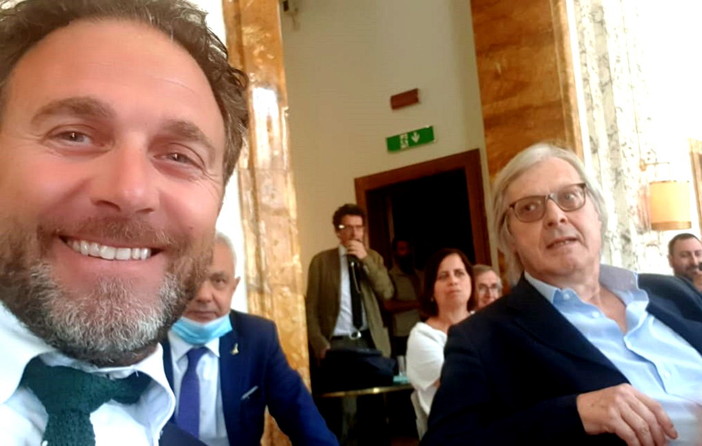 Alessandro Piana ieri a Roma insieme a Vittorio Sgarbi