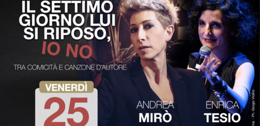 Il settimo giorno lui si riposò: io no”. Il divertente elogio alla lentezza di Enrica Tesio e Andrea Mirò all'Auditorium Franco Alfano Il settimo giorno lui si riposò: io no”. Il divertente elogio alla lentezza di Enrica Tesio e Andrea Mirò all'Auditorium Franco Alfano