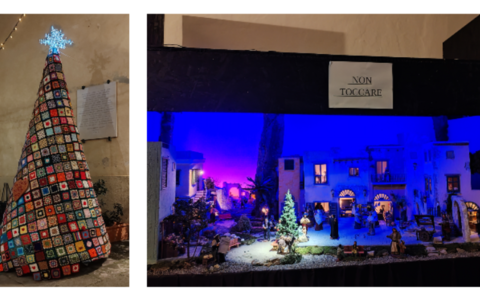 Bordighera, un albero di Natale all'uncinetto e "La via dei presepi" animano il centro storico (Foto e video)