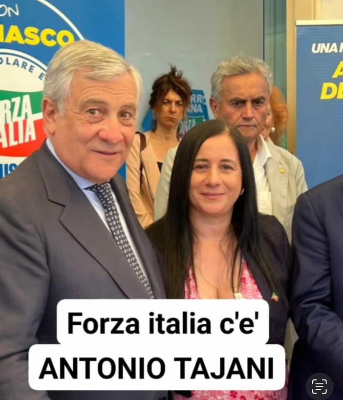 Elezioni Sanremo: Forza Italia ringrazia la candidata Angela Marano per i saluti ad Antonio Tajani Elezioni Sanremo: Forza Italia ringrazia la candidata Angela Marano per i saluti ad Antonio Tajani