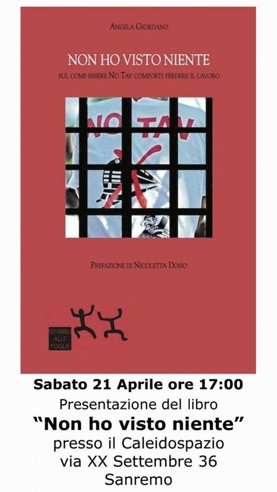 Sanremo: sabato al Caleidospazio 36 di via XX Settembre la presentazione del libro “Non ho visto niente” di Angela Giordano