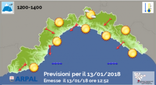 Le previsioni meteo di Arpal per il fine settimana sulla nostra regione