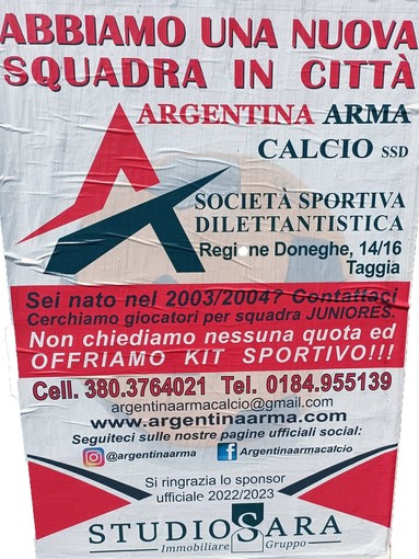 L'Argentina Arma Calcio cerca nuovi giocatori per ormare la squadra Juniores L'Argentina Arma Calcio cerca nuovi giocatori per ormare la squadra Juniores