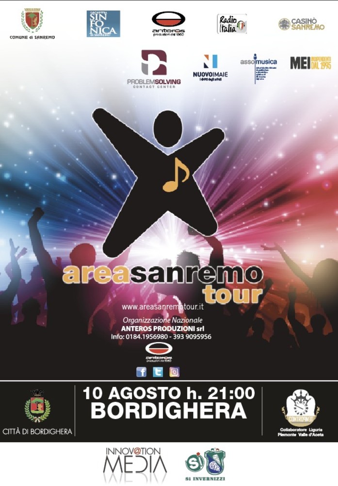 Area Sanremo Tour approda a Bordighera: venerdì sera appuntamento presso i giardini Löwe Area Sanremo Tour approda a Bordighera: venerdì sera appuntamento presso i giardini Löwe