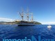 Imperia, il passaggio dell'Amerigo Vespucci immortalato dai pescherecci in mare (foto e video)