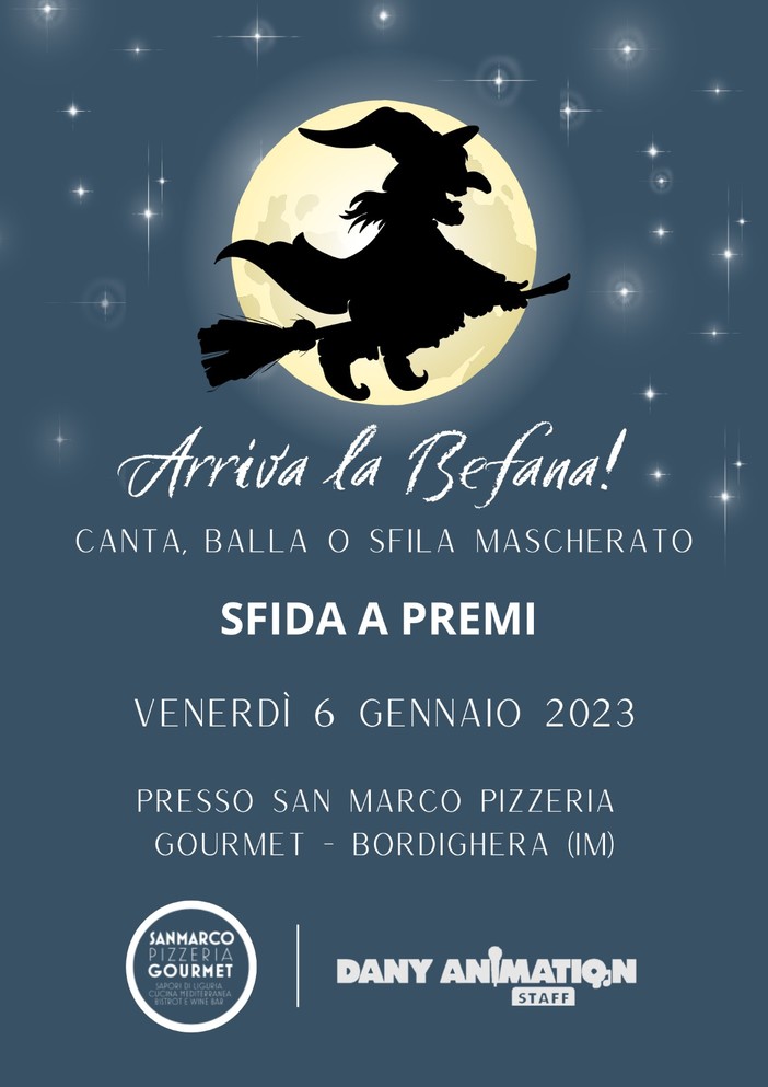 Una sfida a premi per 'Arriva la Befana' questa sera al San Marco di Bordighera