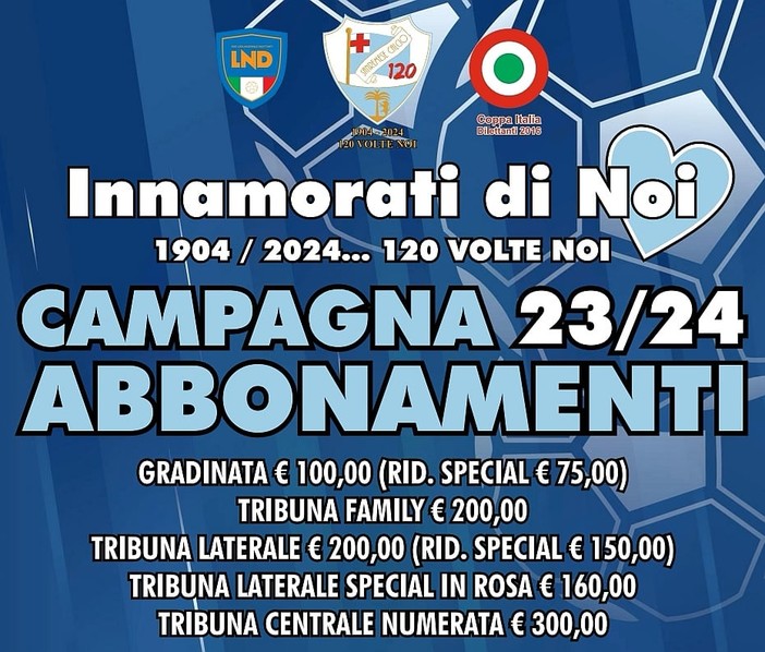 'Innamorati di Noi… 120 volte No', la Sanremese Calcio lancia la campagna abbonamenti per la nuova stagione 23/24