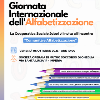 Imperia: ‘Comunità e Alfabetizzazione’, a ottobre un incontro della Cooperativa sociale Jobel