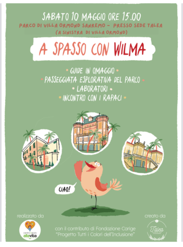 “A Spasso con Wilma”, inclusione e scoperta al Parco Ormond: un’azione del progetto “Tutti i Colori dell’Inclusione” “A Spasso con Wilma”, inclusione e scoperta al Parco Ormond: un’azione del progetto “Tutti i Colori dell’Inclusione”
