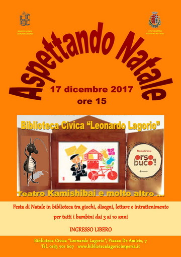 Imperia: domenica prossima, 'Aspettando Natale in biblioteca' con laboratori creativi e letture per bambini dagli 0 ai 10 anni