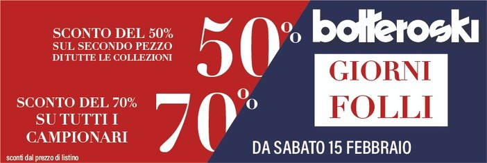 Giorni folli da Bottero Ski: sconti fino al 70% Giorni folli da Bottero Ski: sconti fino al 70%