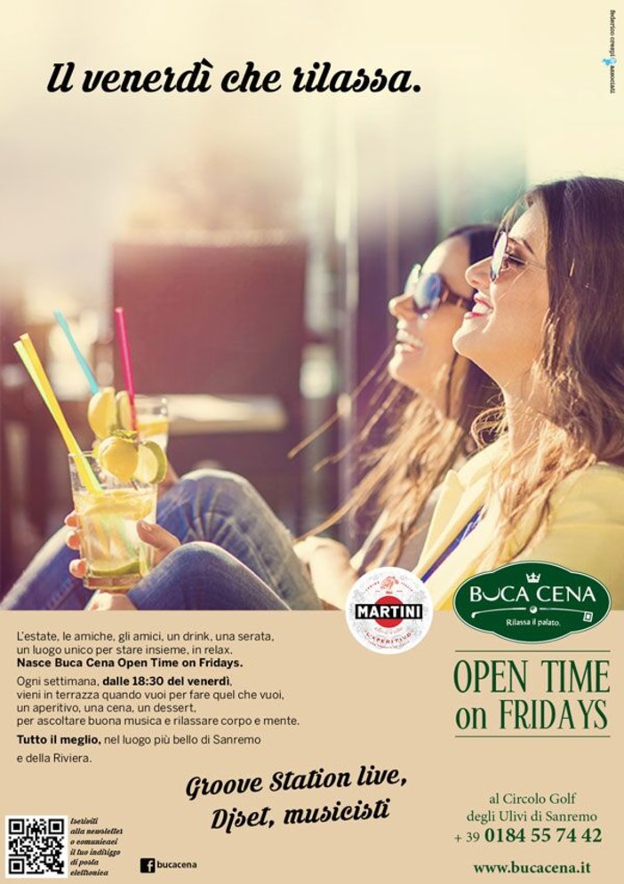 Torna domani Buca Cena Open Time on Fridays, tutto il meglio in un solo luogo